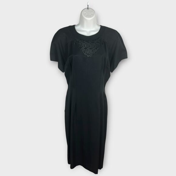 Vintage Anthony Mark Hankins Black 90s Cutout Sequin Sheath Evening Dress Size 8 - Picture 1 of 7